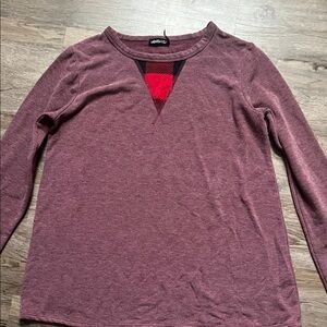 HEIMISH USA Burgundy Long Sleeve Top with Red Accent